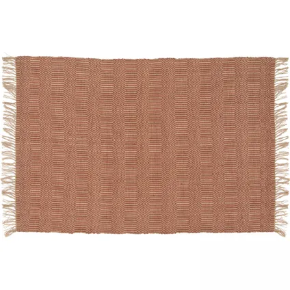 Oviala Handgeweven natuurlijk jute tapijt met franjes, terracotta, 160x230cm