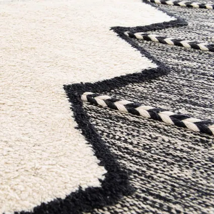 Oviala Keya Rechthoekig Berbers tapijt van getuft katoen met franjes, 80 x 200 cm 3