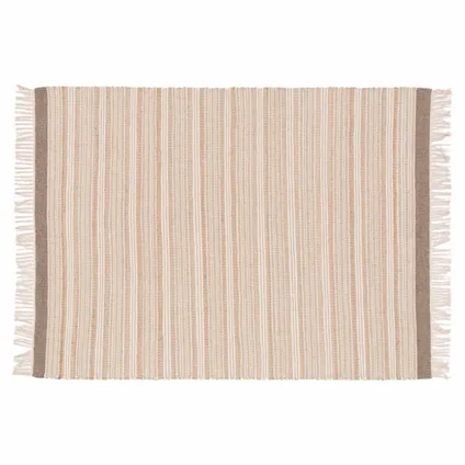Oviala Arun Rechthoekig gestreept tapijt van wol en jute, plat geweven, 80x200 cm