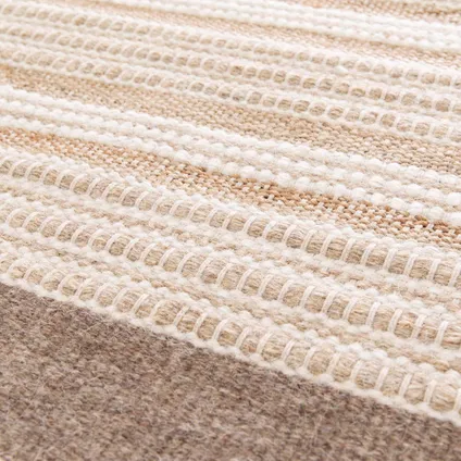 Oviala Arun Rechthoekig gestreept tapijt van wol en jute, plat geweven, 80x200 cm 3