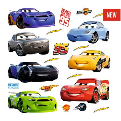 Disney sticker mural Cars bleu, rouge, jaune et vert - 30 x 30 cm - 600230