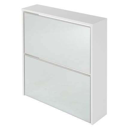 ML-Design Schoenenkast met Spiegel, Wit, 63 x 17 x 67 cm, Hout