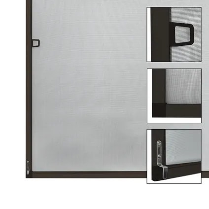 ECD Germany 4x Moustiquaire pour Fenêtre - 120 x 140 cm - Cadre en Aluminium Marron 4