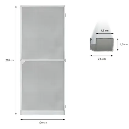 ECD Germany Insectenhor voor deur met aluminium frame - 100 x 220 cm - Wit 5