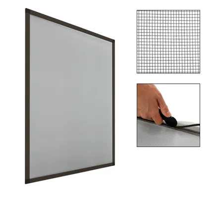 ECD Germany 3x Moustiquaire pour Fenêtre - 100 x 120 cm - Cadre en Aluminium Marron 3
