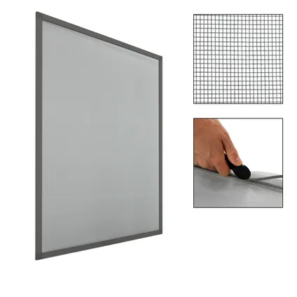 ECD Germany 1x Moustiquaire pour Fenêtre - 100 x 120 cm - Cadre Gris en Aluminium 2