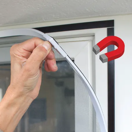 ECD Germany Insectenhor magnetisch venster 130 x 150 cm PVC en glasvezelstof wit 2