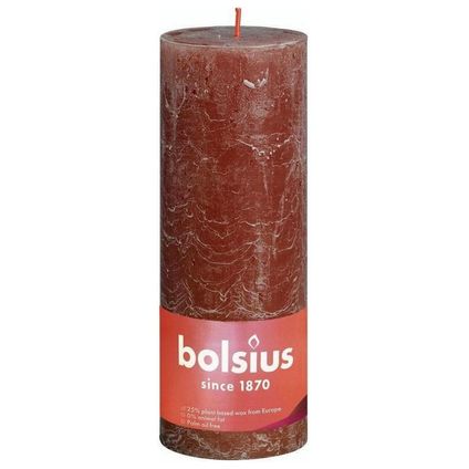 BOLSIUS STUT CANDLE SUEDED BRORN Ø68 MM - HAUTEUR 19 cm - Brown Reddish - 85 heures de brûlure
