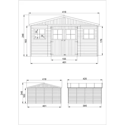 TIMBELA M330 - Abri de jardin en bois 15,84 m2 - atelier pour rangement outils et vélos 4