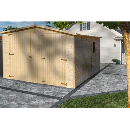Timbela M101 - Abri de jardin en bois 15 m2 - garage pour une voiture 2