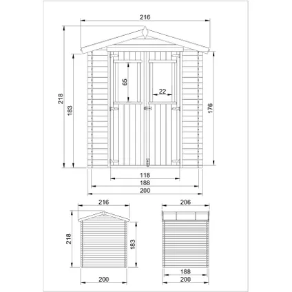 Timbela M343C - Abri de jardin en bois 3,53 m2 - Abri de jardin sans plancher 5