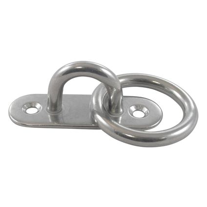 Plaque de mât ovale avec demi-anneau et anneau, 60mm, acier inoxydable A2