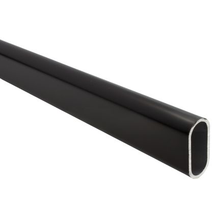 Gardelux - Armoire tube ovale Noir Longueur : 1,5 mètres - 30x13mm - y compris supports modèle fermé