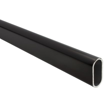 Gardelux - Armoire tube ovale Noir Longueur : 2 mètres - 30x13mm - y compris supports modèle ouvert