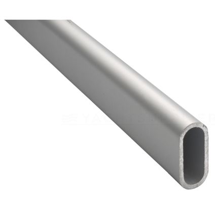 Gardelux - Tube de garderobe ovale Aluminium Longueur: 1,0 mètre 30x14mm avec supports modèle ouvert