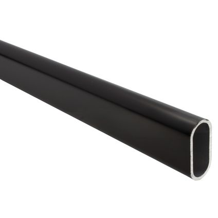 Gardelux - Armoire tube ovale Noir - Longueur : 1 mètre - 30x13mm - y compris supports modèle ouvert
