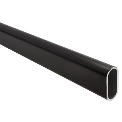 Gardelux - Tube penderie ovale - Noir - Longueur : 1,2 mètres - 30x13mm