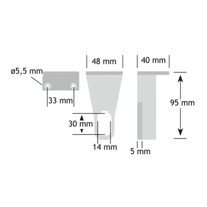 Gardelux - Support d'extrémité - Pour tube penderie ovale 30x14mm - Montage plafond 2