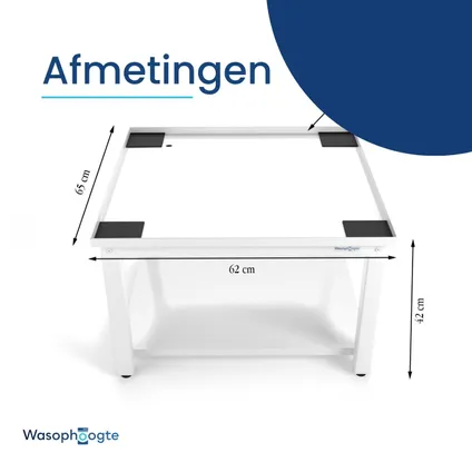 Wasophoogte® Wasmachine verhoger - 42cm hoog - wit - Universeel - single 3