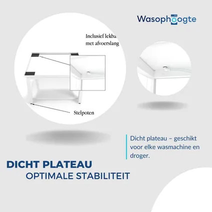 Wasophoogte - Wasmachine verhoger - Ingebouwde lekbak - Opbouwmeubel - Universeel - 65*62*42 cm 4