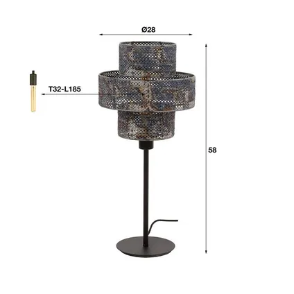 Hoyz Collection - Tafellamp 1L Lantern - Zwart Bruin 4