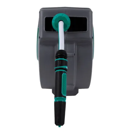 Enrouleur de tuyau automatique – Tuyau 15m – buse, raccord, connecteur incl. 3
