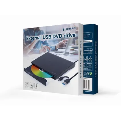 Gembird - Graveur/lecteur CD/DVD externe USB avec USB-C 2