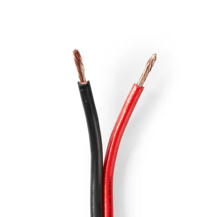 Nedis - Câble de haut-parleur | 2x 2,50 mm2 | 25,0 m | Emballage sous film | Noir/Rouge