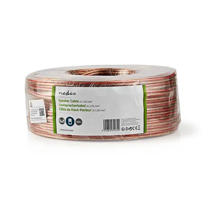 Nedis - Câble de Haut-Parleur | 2x 2,50 mm2 | 100 m | Emballage sous Film | Transparent 2