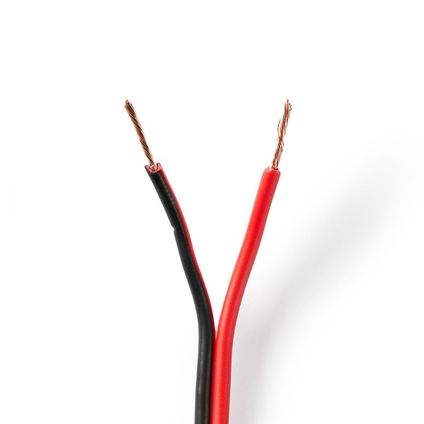 Nedis - Câble de haut-parleur | 2x 0,75 mm2 | 100 m | Emballage sous film | Noir/Rouge