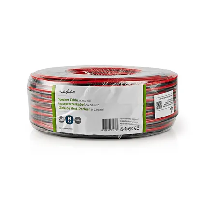 Nedis - Câble d'enceinte | 2x 2,50 mm2 | 100 m | Emballage sous film | Noir/Rouge 2