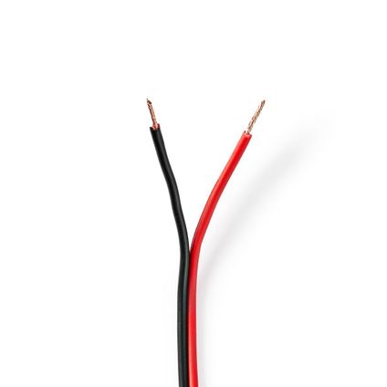 Nedis - Câble haut-parleur | 2x 0,75 mm2 | 100 m | Sur rouleau | Noir/Rouge