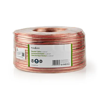 Nedis - Câble d'enceinte | 2x 4,00 mm2 | 100 m | Emballage en feuille | Transparent 2