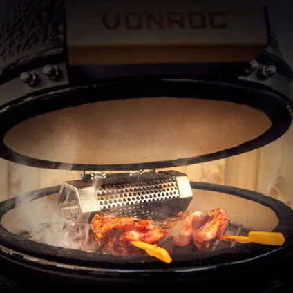 Barbecue Kamado 13 pouces - Ø27 cm de surface de cuisson - à charbon - céramique, modèle à poser, support, thermomè 9