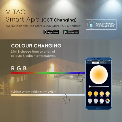 V-TAC VT-5020-W Slimme LED Schijnwerper - Wit - IP65 - 20W - 1400 Lumen - RGB+3IN1 8
