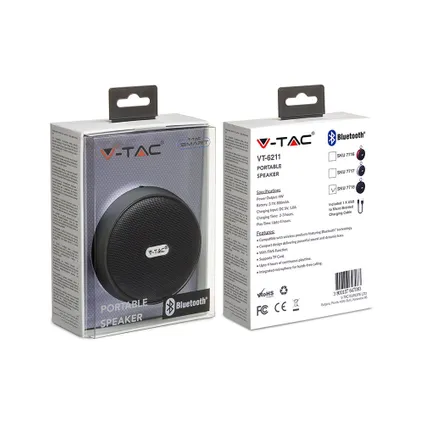 V-TAC VT-6211-BK Bluetooth-luidspreker - Clip - Zwart - 4W - 800mAh 4