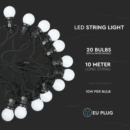 Ampoules LED pour guirlandes lumineuses V-TAC VT-71020-N - DC:24V - IP44 - 10W - 960 Lumens - 6000K 2