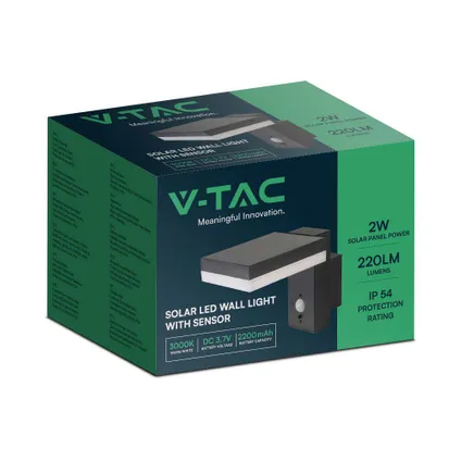 V-TAC VT-1147 Solarlampen - Wandlamp op zonne-energie - IP54 - 220 Lumen - 3000K 9