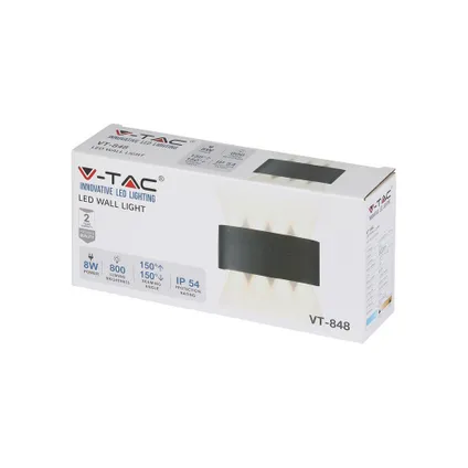 V-TAC VT-848-B Zwarte LED wandlamp - Semi - Ovaal - Bridgelux - IP54 - 8W - 800 Lumen - 3000K 6