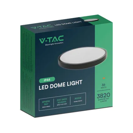 V-TAC VT-8630B-RD LED ronde plafonnière - Zwart - 420mm - IP44 - 30W - 3000 lumen - 6500K 8