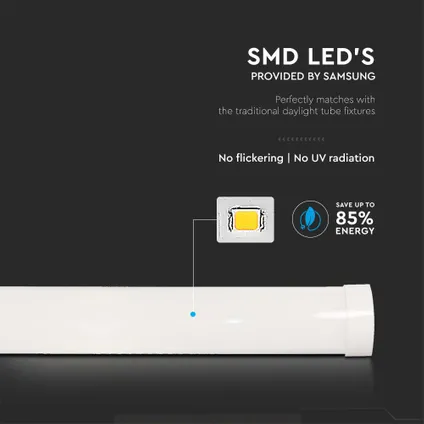 Réglettes LED blanches V-TAC VT-8-40-N - Prismatiques - Samsung - IP20 - 40W - 4300 Lumens - 3000K - 5 ans - 120CM 6