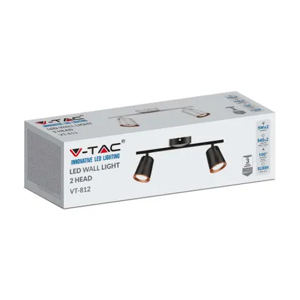 V-TAC VT-812-W-N LED plafondlamp met 2 spots - IP20 - Wit - 10W - 1080 Lumen - 3000K 3