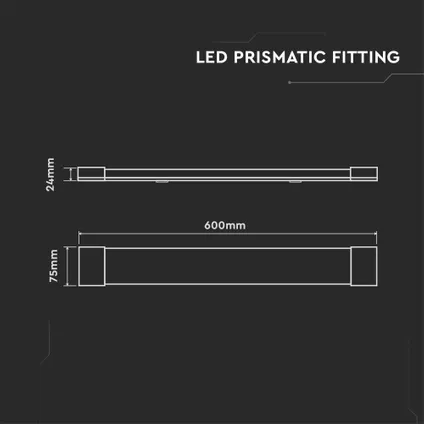 Réglettes LED blanches V-TAC VT-8-20-N - Prismatiques - Samsung - IP20 - 20W - 2050 Lumens - 3000K - 5 ans - 60CM 5