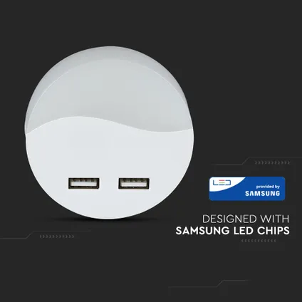 V-TAC VT-84-RD Ronde LED wandlamp - Nachtlampjes - USB - Samsung - IP20 - Wit - 0.4W - 10 Lumen 2