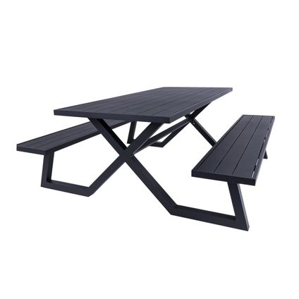 MaximaVida table de pique-nique en aluminium Dex 200 cm noir avec cadre exclusif