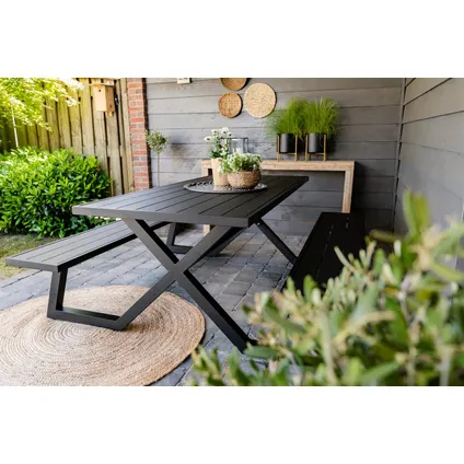 MaximaVida luxe aluminium picknicktafel Dex 200 cm zwart met exclusieve omlijsting 4
