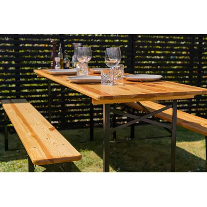 MaximaVida inklapbare picknicktafel Berlijn 200 x 70 cm 3-laags blanke lak - FSC hout 6