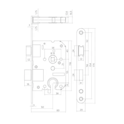 Nima® X - Deurklink geveerd - Met schild - Zwart - Cilinderopening - Binnenwerk - Combi set 3