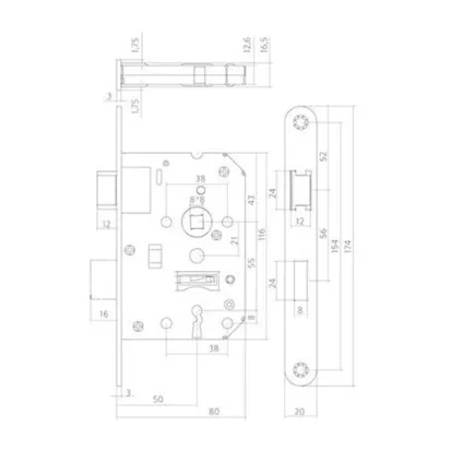 Nima® Y - Deurklink geveerd - Met sleutelrozet - Mat Zwart - Binnenwerk - Combi set 3