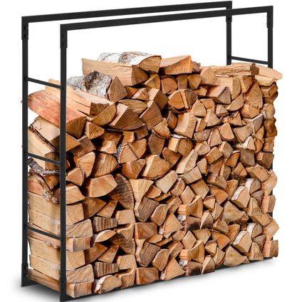 hillvert Abri pour bois de chauffage - 35 kg - 100 x 25 x 100 cm - Acier - noir HI-FWR-005